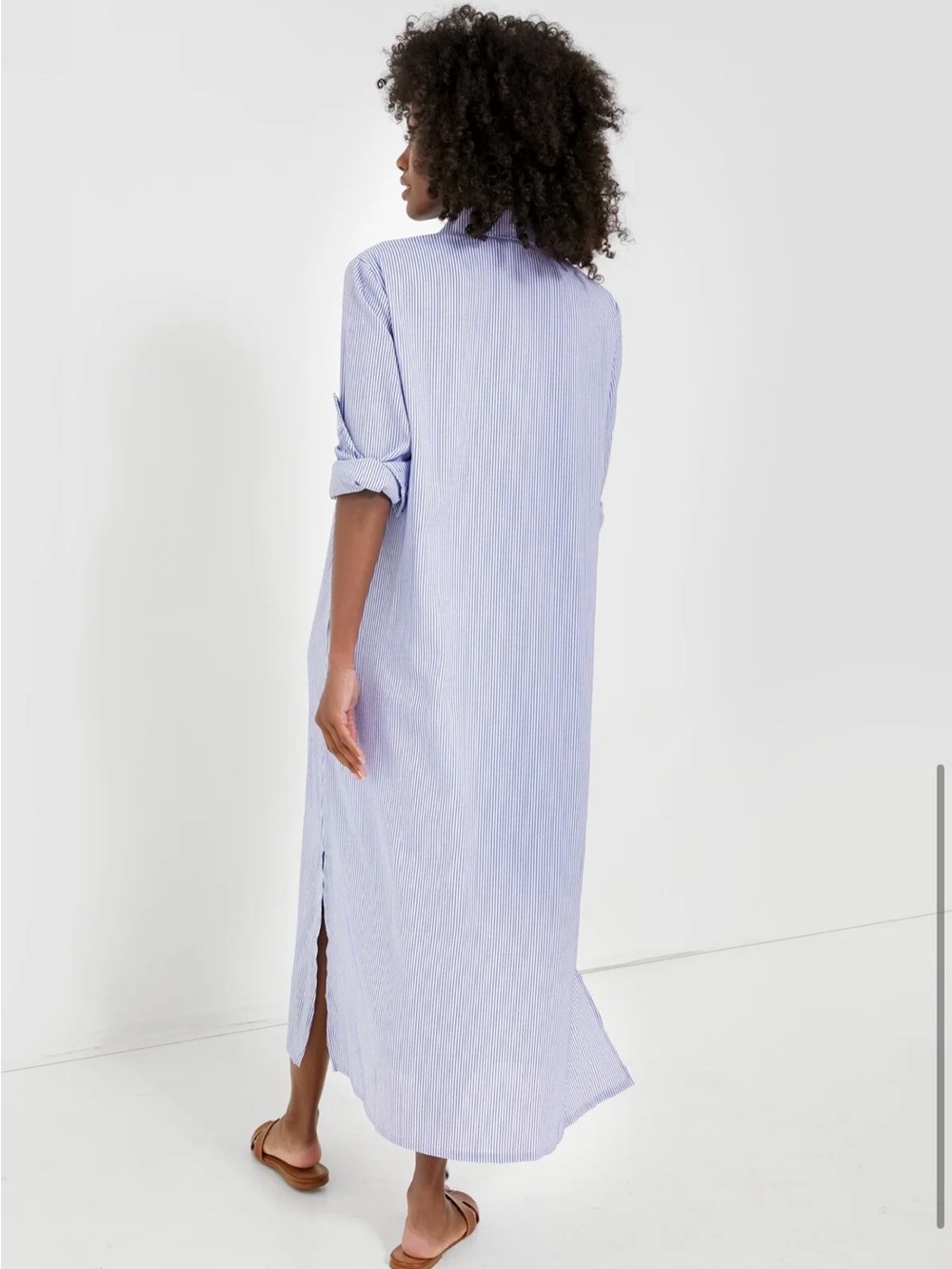 Pomander Place Light Blue Stripe Maxi Shirt Dress - Picture 3 of 7